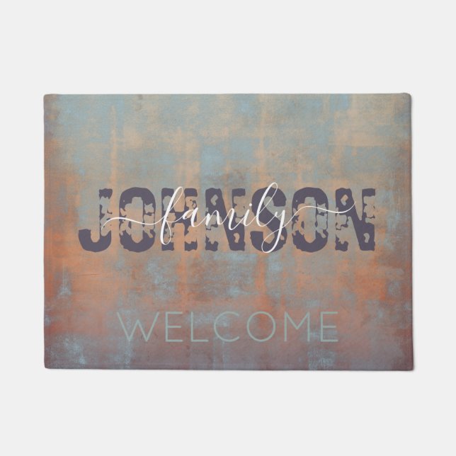 Tapete Monograma da família russa púrpura de abstrato azu (Frente)