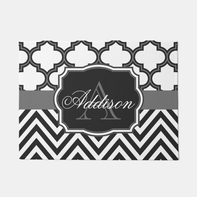 Tapete Monograma de Chevron Quatrefoil (Frente)