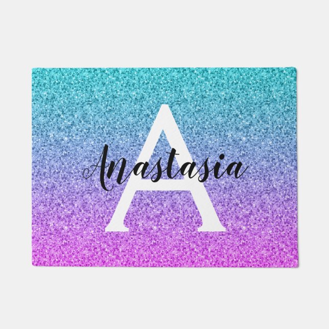 Tapete Monograma de Gradiente de Gradação de Sparkle com  (Frente)