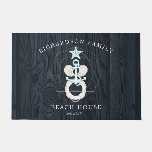 Tapete monograma de turquesa costeira (Frente)