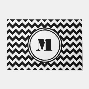 Tapete Monograma do Padrão de Stripe de Chevron Preto e 