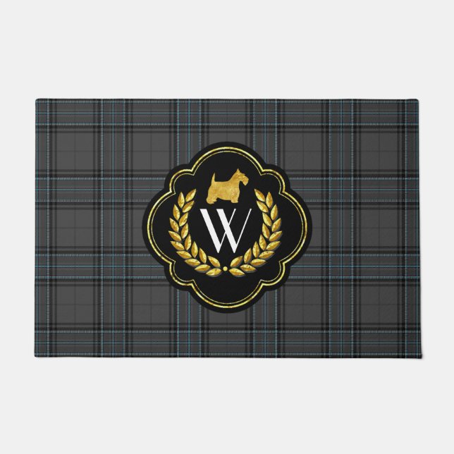Tapete Monograma do Scottie na xadrez mágica (Frente)