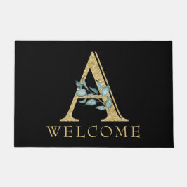 Tapete Monograma Dourado clássico A com verde