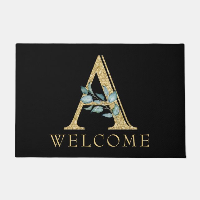 Tapete Monograma Dourado clássico A com verde (Frente)