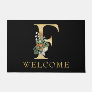 Tapete Monograma Dourado clássico F com porta Fruta