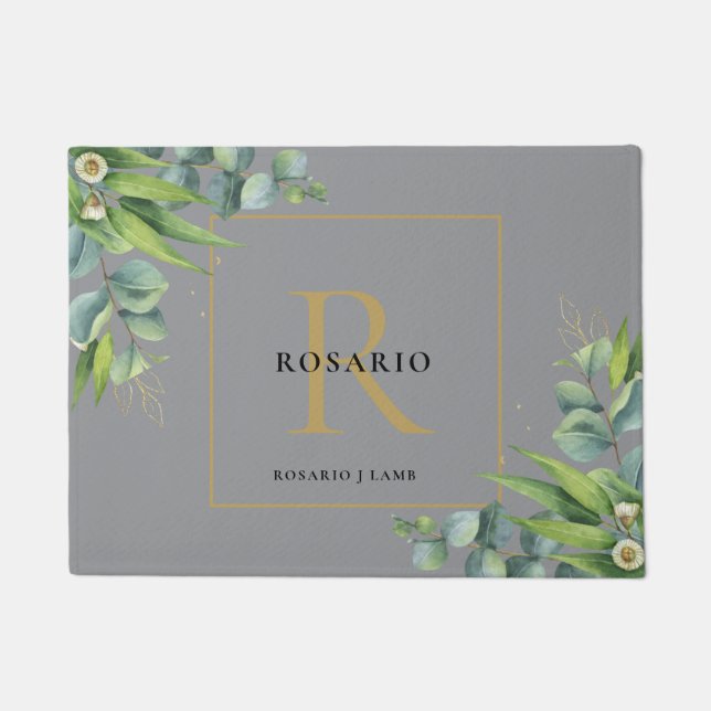 Tapete Monograma Dourado de Cinzas Nimbus Personalizadas (Frente)