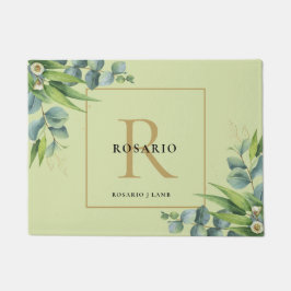 Tapete Monograma Dourado Verde-Azeite Personalizado