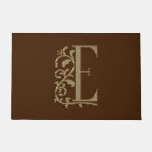 Tapete Monograma E inicial de entrada elegante em marrom