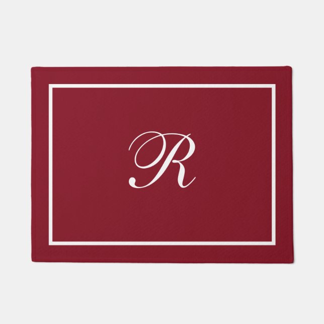 Tapete Monograma Elegante em Script Vermelho Borgonha (Frente)