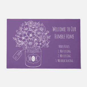 Tapete Monograma Flores Selvagens Buquê Mason Jar Desenha