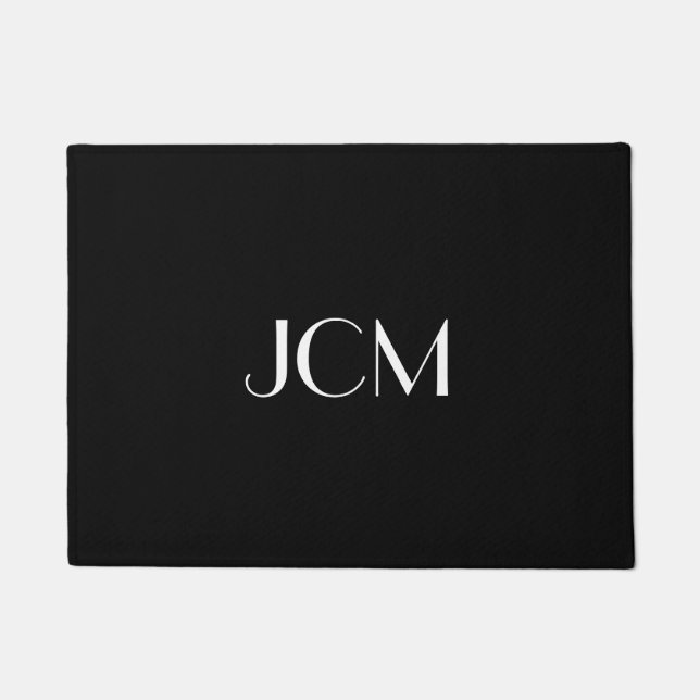 Tapete Monograma inicial branco em preto (Frente)