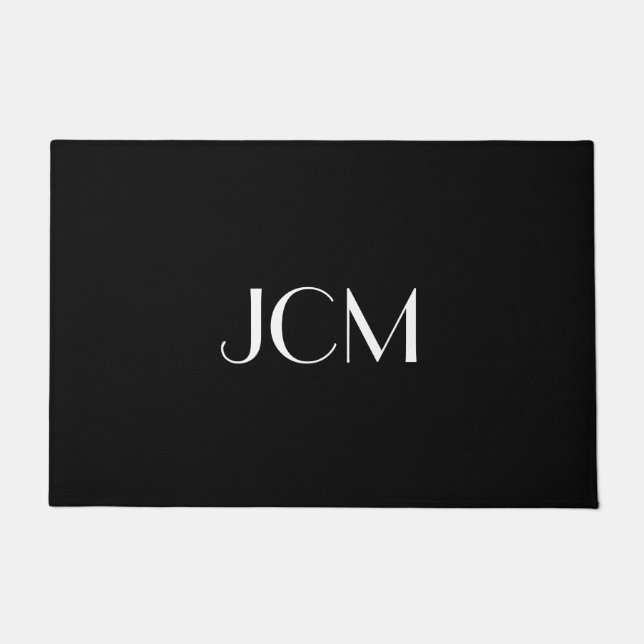 Tapete Monograma inicial branco em preto (Frente)