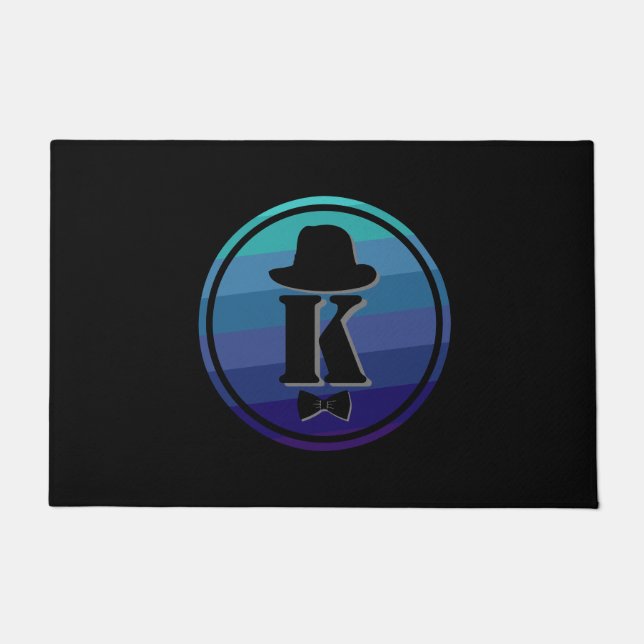 Tapete Monograma Inicial De Omã Azul Para Homens (Frente)