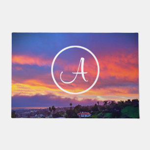 Tapete Monograma Laranja Azul Amarelo Amarelo Sunset Foto