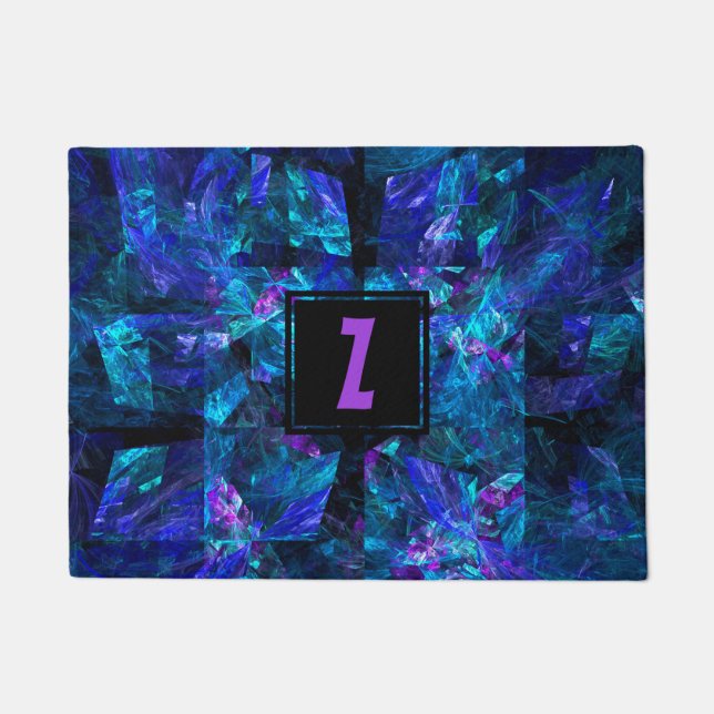 Tapete Monograma - Letra Inicial sobre Azul Luminoso (Frente)