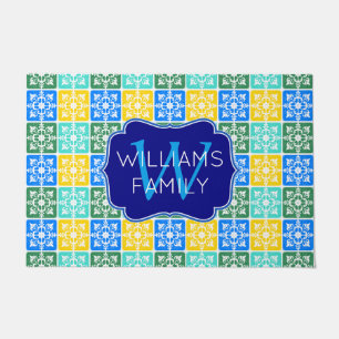 Tapete Monograma mediterrâneo dos azulejos da forma na