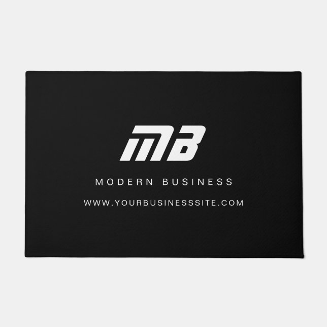 Tapete Monograma Mínimo do Esportes Brancos Pretos Modern (Frente)