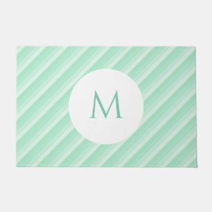 Tapete Monograma Modelo Mint Green Stripes Modernas