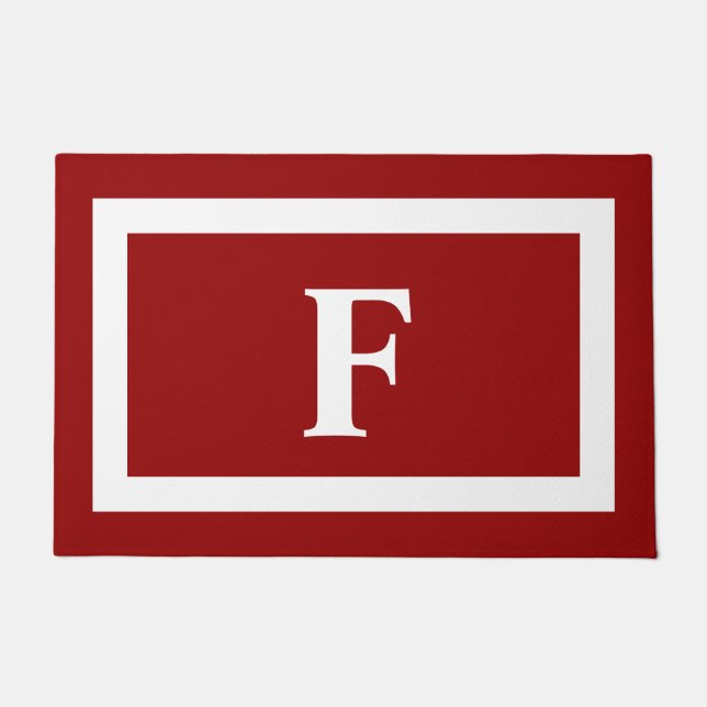 Tapete Monograma Moderno da Família Vermelha e Branca (Frente)