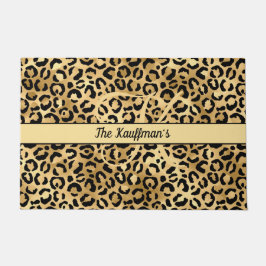 Tapete Monograma Nome preto Leopardo-Dourado