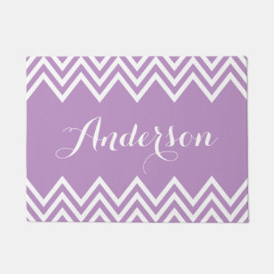 Tapete Monograma Personalizado de Chevron Roxo Moderno Li