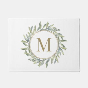 Tapete Monograma Personalizado de Laurel Wreath
