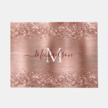 Monograma Rosa Dourado Faux-Glitter Girly Glam