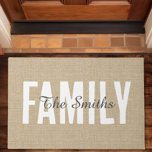 Tapete Monograma Rustic Jute Tan Burlap Family