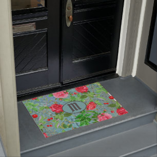 Tapete Monograma Teal Paris Aquarela Flores Portas