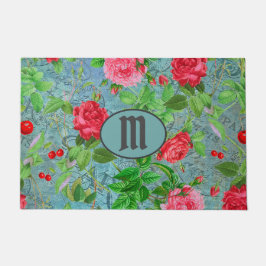 Tapete Monograma Teal Paris Aquarela Flores Portas