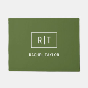 Tapete Monograma Verde Azul Moderno Escuro