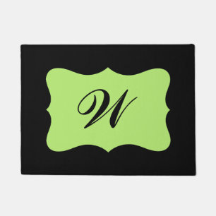 Tapete Monograma Verde Claro Preto Personalizado Inicialm