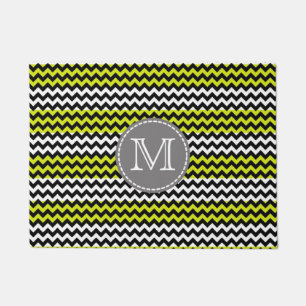 Tapete Monograma verde-preto-verde-quevron Zigzag