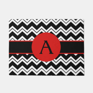 Tapete Monograma Vermelho Branco Branco inicial Chevron Z