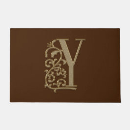 Tapete Monograma Y inicial de entrada elegante em castanh