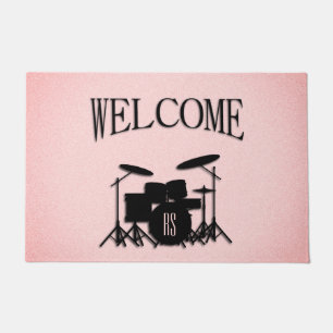 Tapete Monogramo Drum Set Music Design Pink