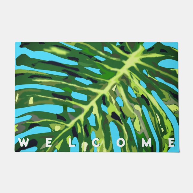 Tapete Monstera Leaf Doormat - Bem-vindo (Frente)
