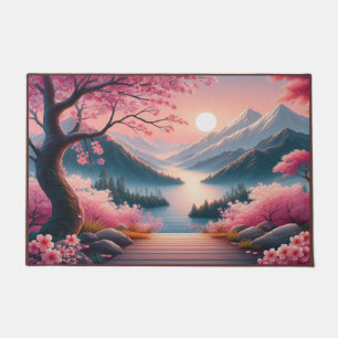 Tapete Montanha Floresta Paisagem de Cerejeiras Japonesas