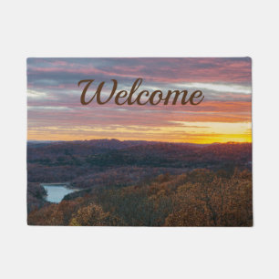 Tapete Montanhas Ozark Autumn Sunset Bem-Vindo Porta