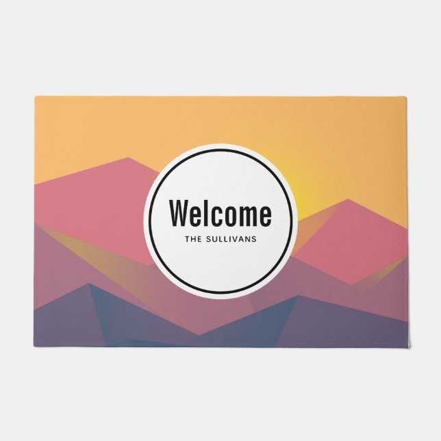 Tapete Montanhas Russas de Boas-Vindas Geométricas Minima (Frente)