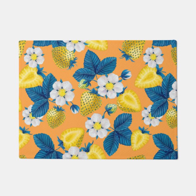 Tapete Morangos amarelos em laranja (Frente)