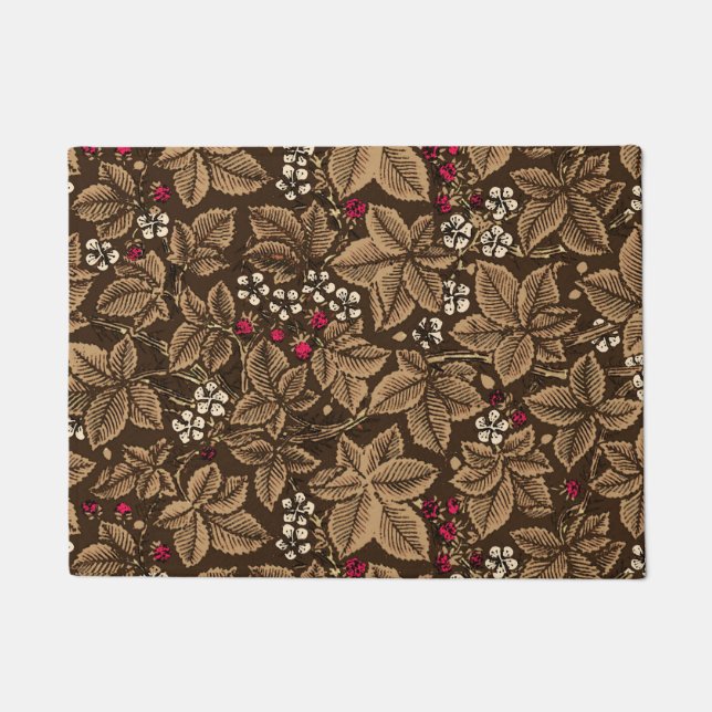 Tapete Morangos de Nouveau da arte e folhas, Brown escuro (Frente)