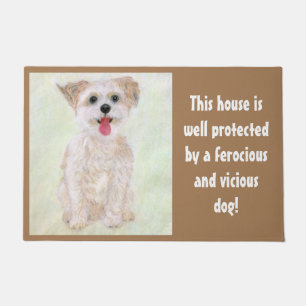 Tapete Morkie Funny Guarda Dog em Beige Doormat