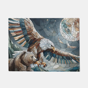 Tapete Mosaico Ai Art   Urso castanho e Lua cheia de águi