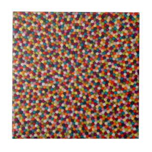 Tapete Mosaico de Bolas de Feltro Arco-Íris