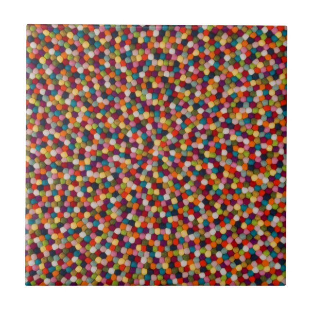 Tapete Mosaico de Bolas de Feltro Arco-Íris (Frente)