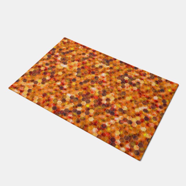 Tapete Mosaico de hexágonos em pontos em tons avermelhado (Inclinado)