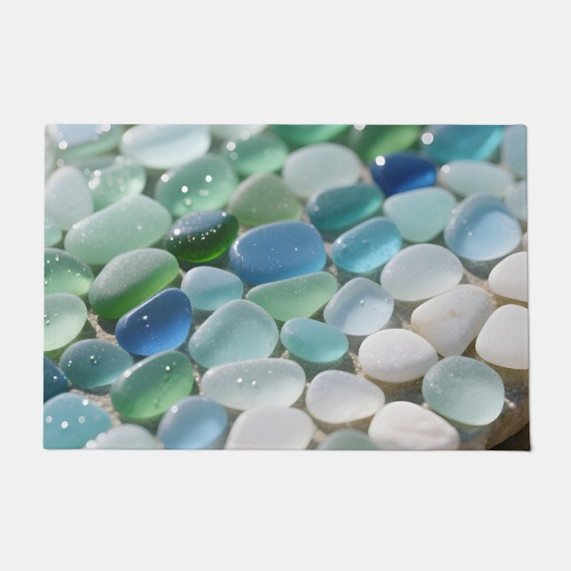 Tapete Mosaico de Vidro do Mar Ocean Blues Tranquilo (Frente)