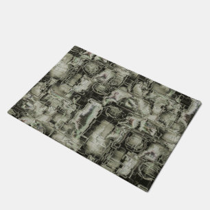 Tapete Mosaico gravado em abstrato em tons de cinza