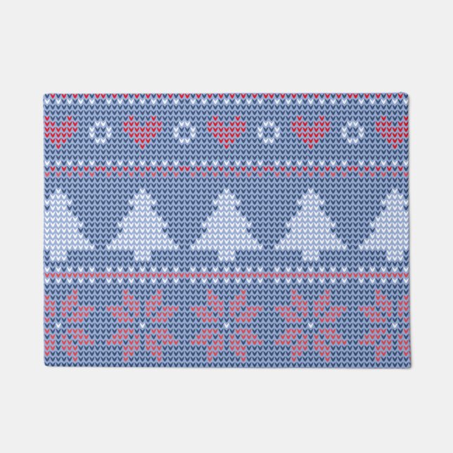 Tapete Motif de tricot de Noël Bleu (Frente)